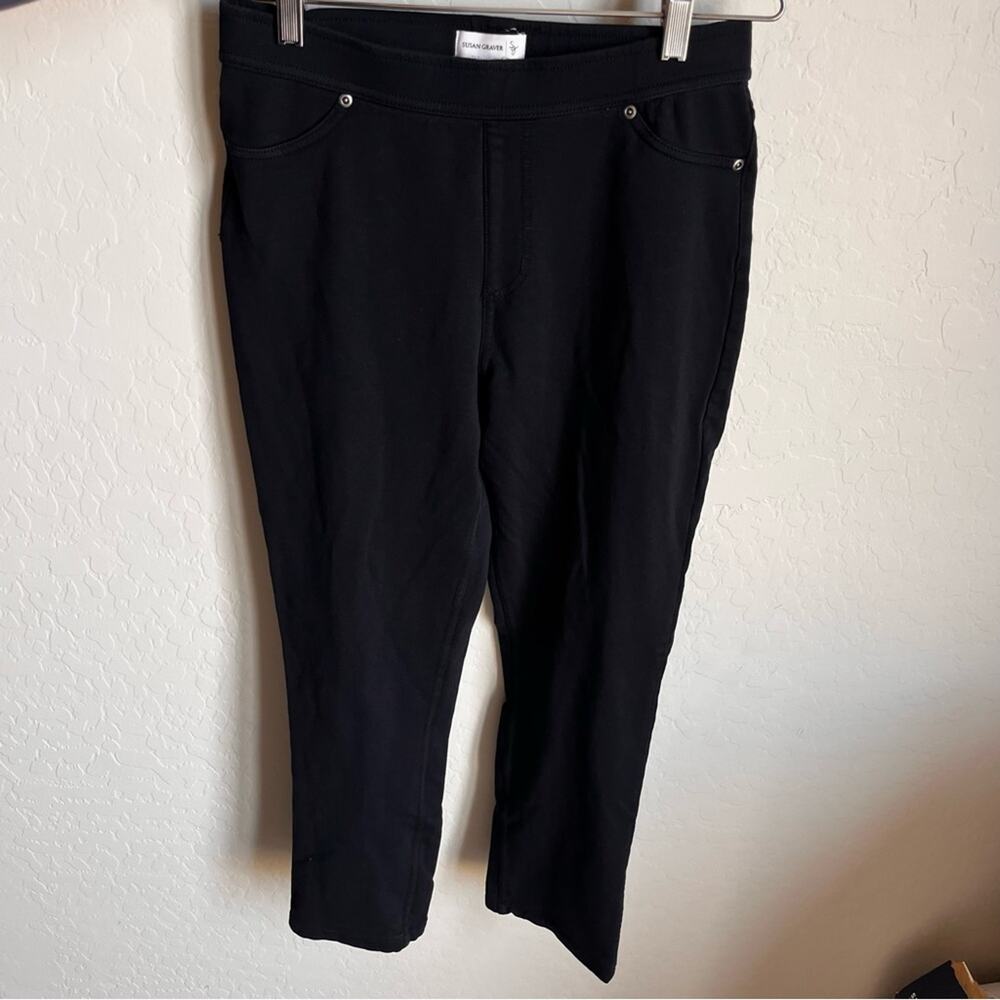 Susan Graver business casual daily Womens Black Ponte Knit Leggings Pants size S